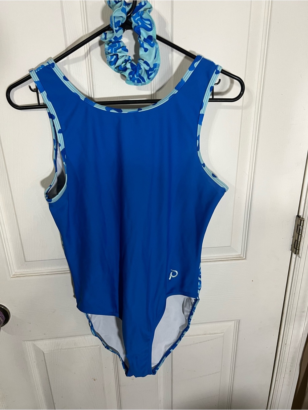 Plum brand Women’s Blue leotard with Matching Scrunchie